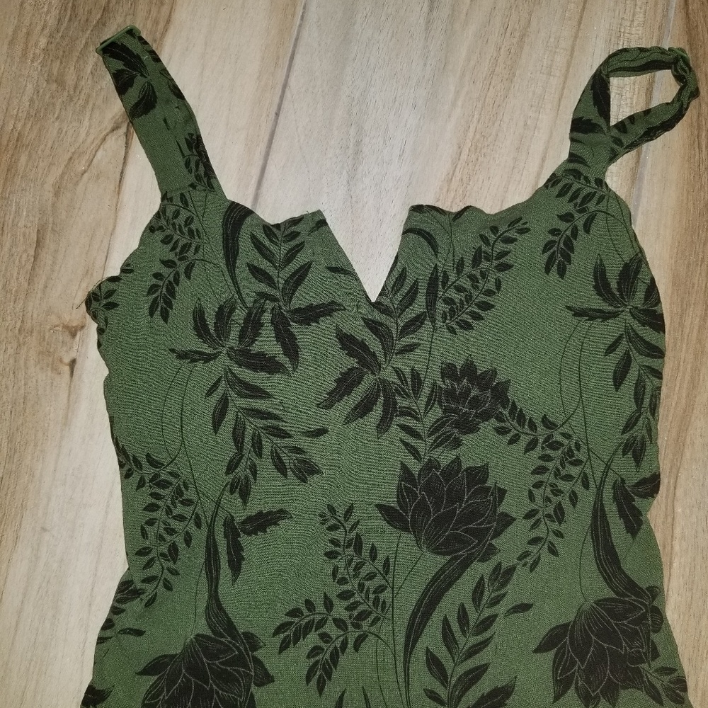 Free people olive green and black floral body suit